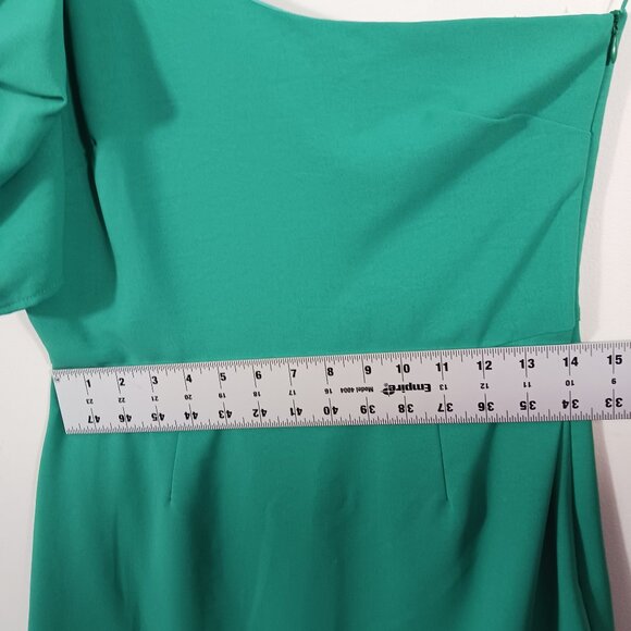 glam, Medium One Shoulder Green Mini Dress, Ruffle Bottom, Party Dress, Cocktail - Picture 11 of 16